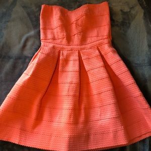 Jun & Ivy Dress. Strapless - color is coral